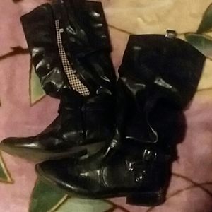 White mountain latigo long black boots